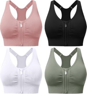 Zip Front Sports Bras for Women Adj...