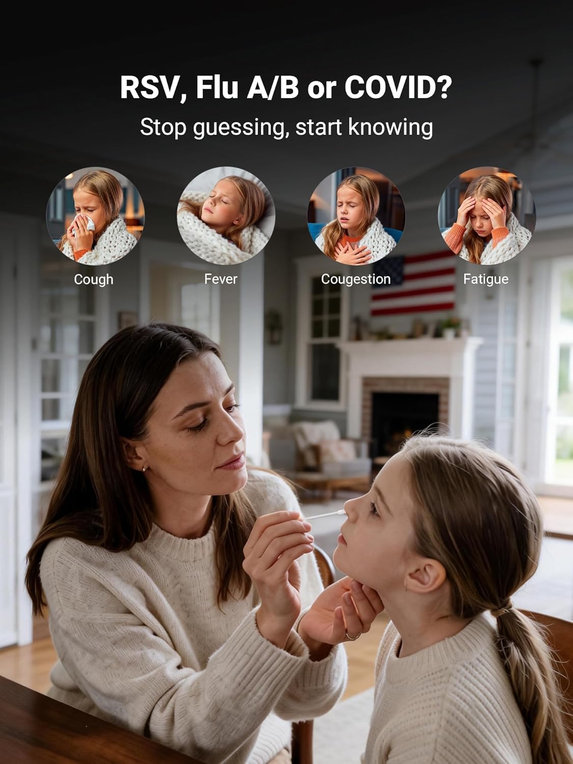 iHealth Flu A/B, COVID-19 & RSV 4-in-1 Antigen Rapid Test, Results in 15 Minutes, FDA Authorized OTC Home Test, Non-Invasive Nasal Swab, Easy to Use & No Discomfort (1 Pack, 4 Tests Total) - Image 3