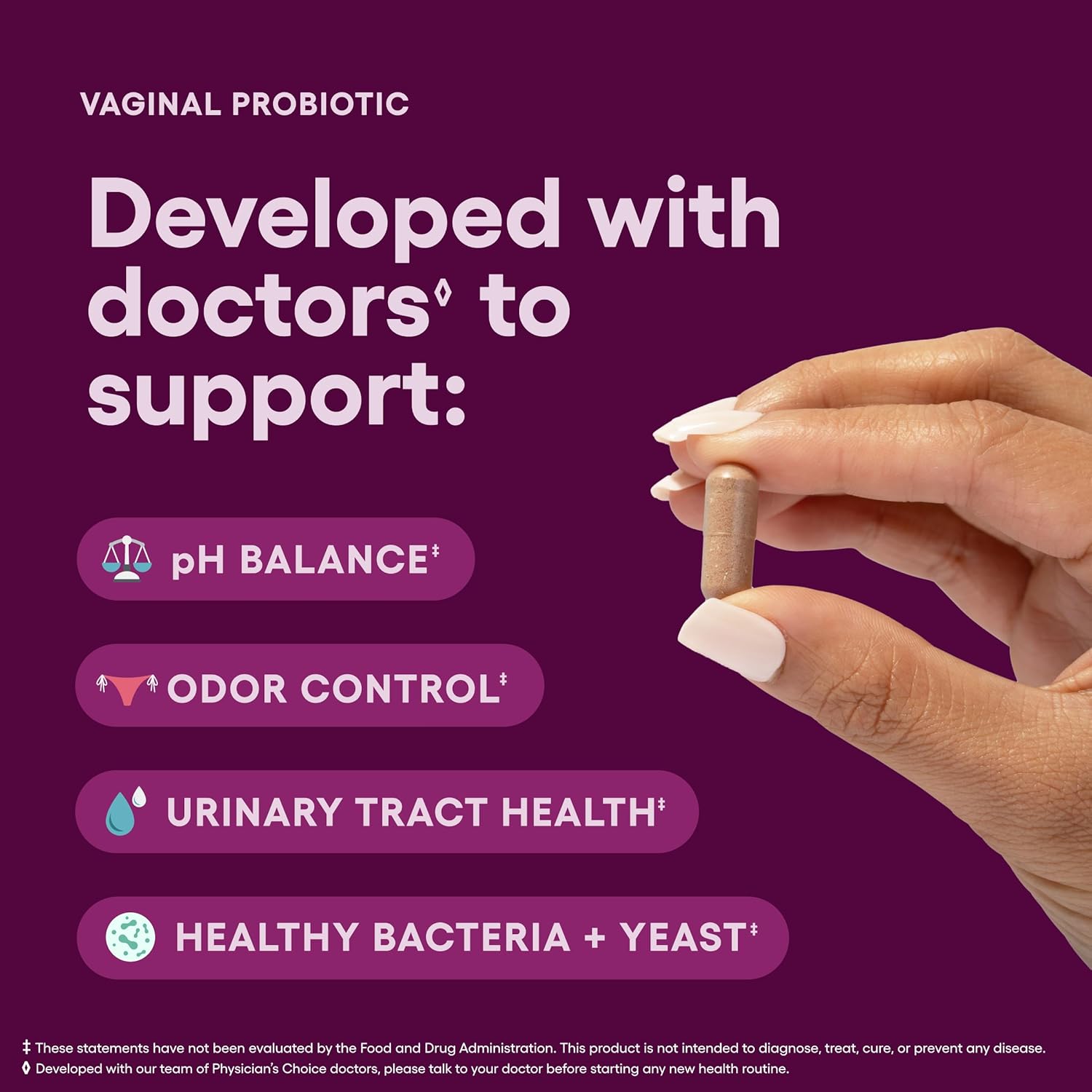 Physician's CHOICE Vaginal Probiotics for Women - pH Balance, Odor Control, Yeast Balance, Vaginal Flora & Feminine Health - 6B CFU with Organic Prebiotics and Cranberry Extract - 30 CT - Image 4
