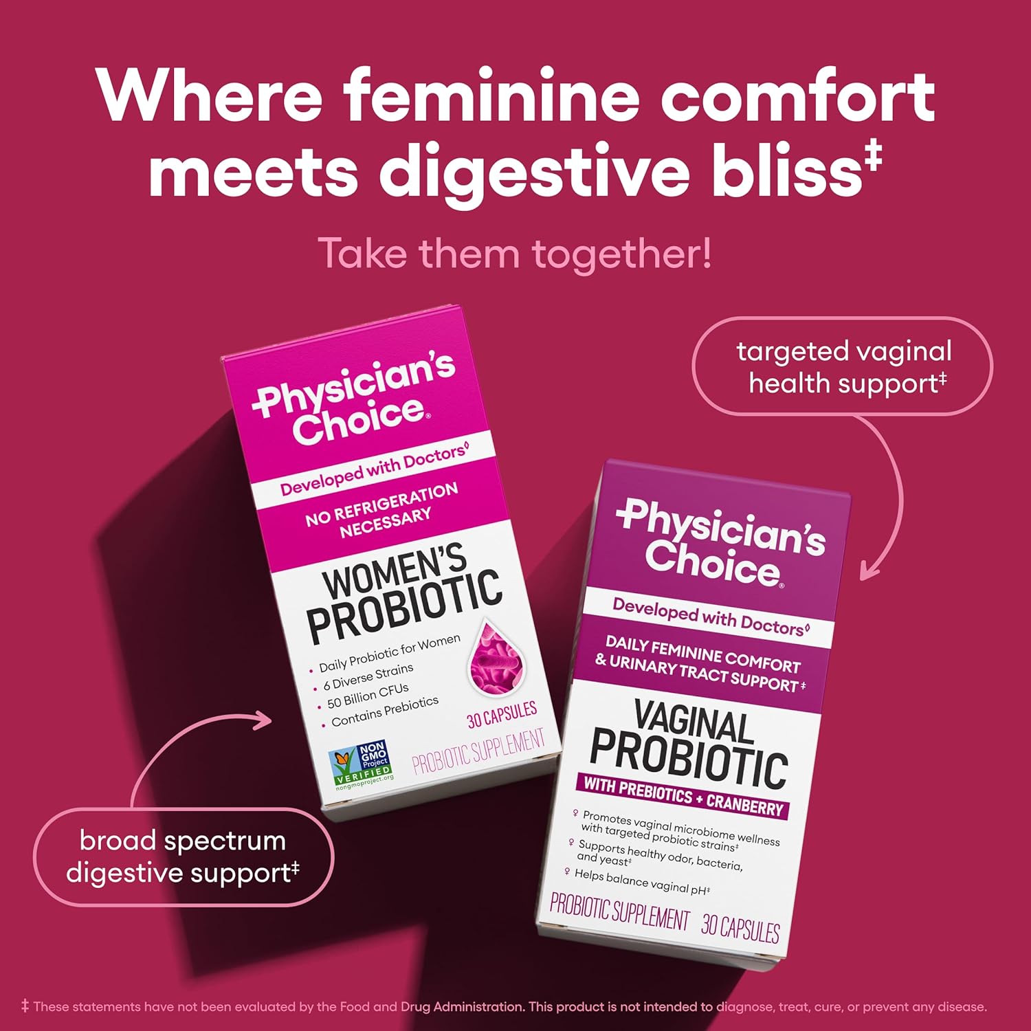 Physician's CHOICE Probiotics for Women - PH Balance, Digestive, UT, & Feminine Health - 50 Billion CFU - 6 Unique Strains for Her - Organic Prebiotics, Cranberry Extract+ - Women Probiotic - 30 CT - Image 7