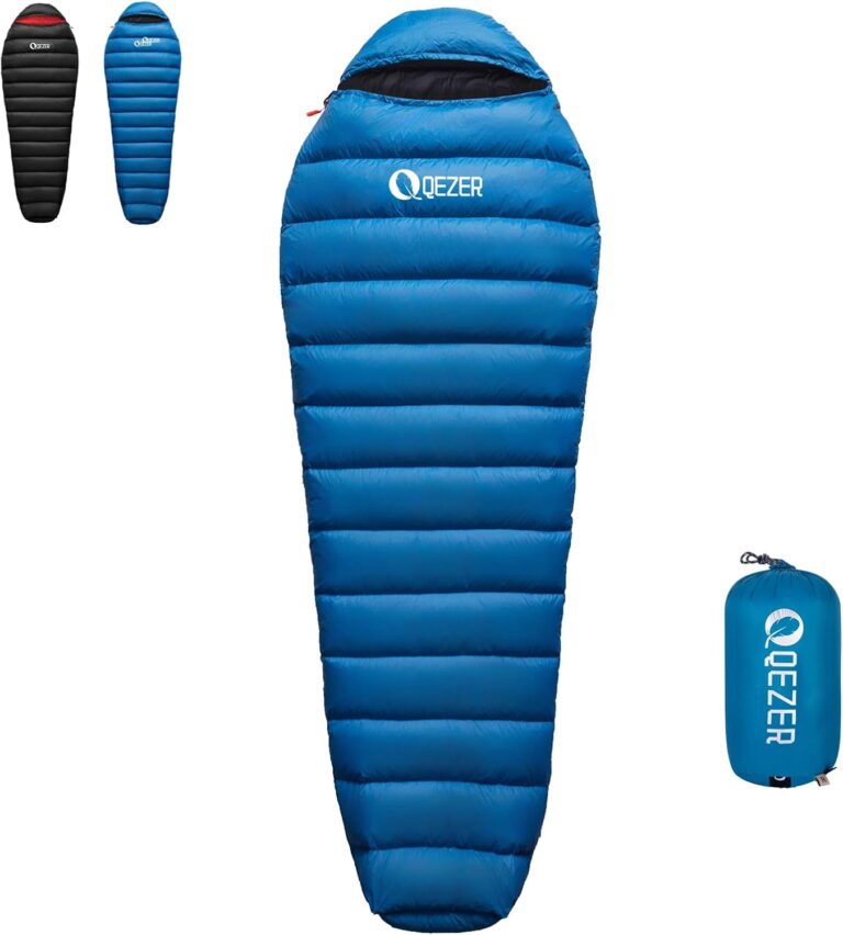 Daunenschlafsack, Winterschlafsack, gefüllt mit 650er Entendaunen. RDS-zertifiziert. Geeignet für Temperaturen von 8 °C bis -30 °C, ideal zum Campen und Bergsteigen.