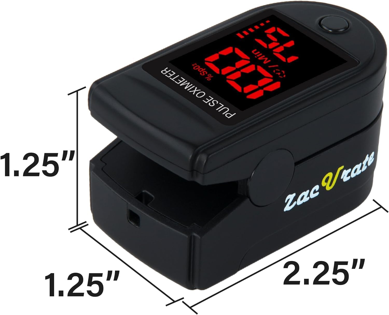 Zacurate 500 Series Fingertip Pulse Oximeter Blood Oxygen Saturation Monitor with Silicon Cover, Batteries and Lanyard, Royal Black - Image 3