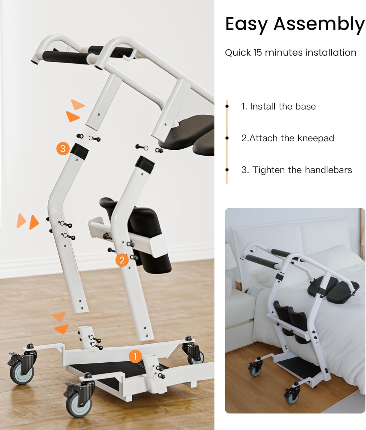 VOCIC Sit to Stand Lift, One-Step Stand Assist Lift for Elderly, Patient Lift Chair Transport Unit with Wheels, Fall Prevention & Muscle Building, AY03 2026 Upgraded - Image 6