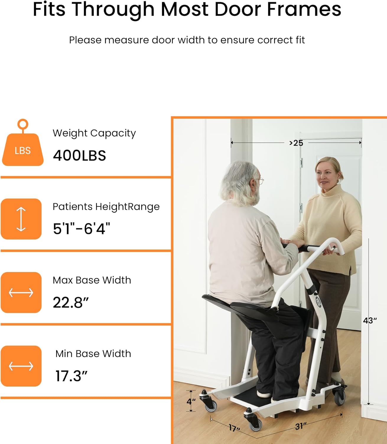 VOCIC Sit to Stand Lift, One-Step Stand Assist Lift for Elderly, Patient Lift Chair Transport Unit with Wheels, Fall Prevention & Muscle Building, AY03 2026 Upgraded - Image 5