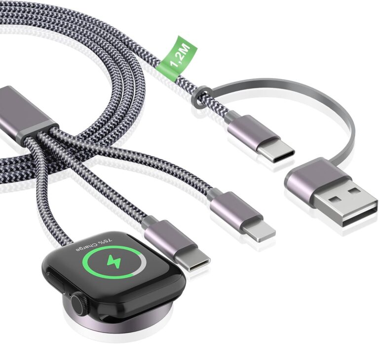 Ladekabel für Apple Watch und iPhone Ladegerät – 120 cm USB C Ladekabel Ladestation für iWatch Serie, 3 in 2 Schnellladekabel für iPhone 17/16/15/14/13/12/11/iPad/AirPods
