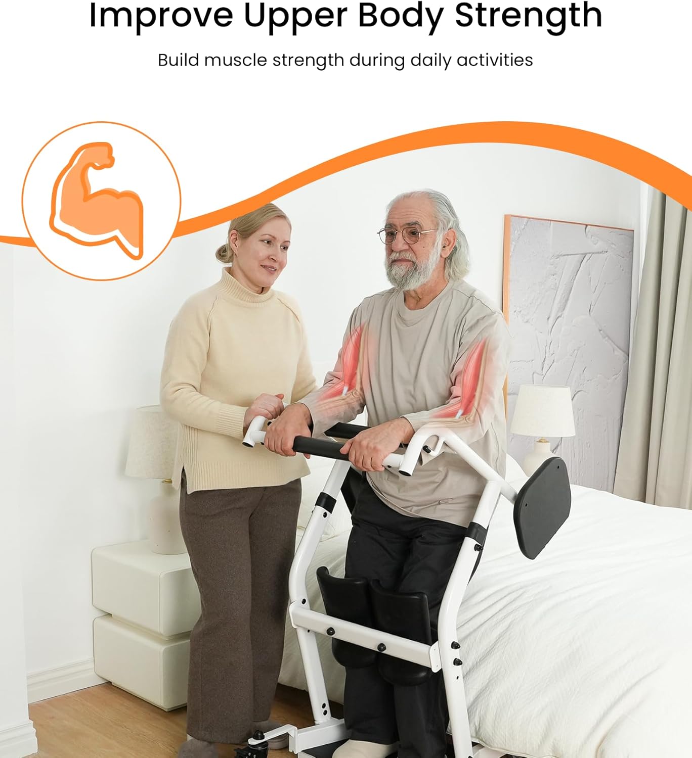 VOCIC Sit to Stand Lift, One-Step Stand Assist Lift for Elderly, Patient Lift Chair Transport Unit with Wheels, Fall Prevention & Muscle Building, AY03 2026 Upgraded - Image 7