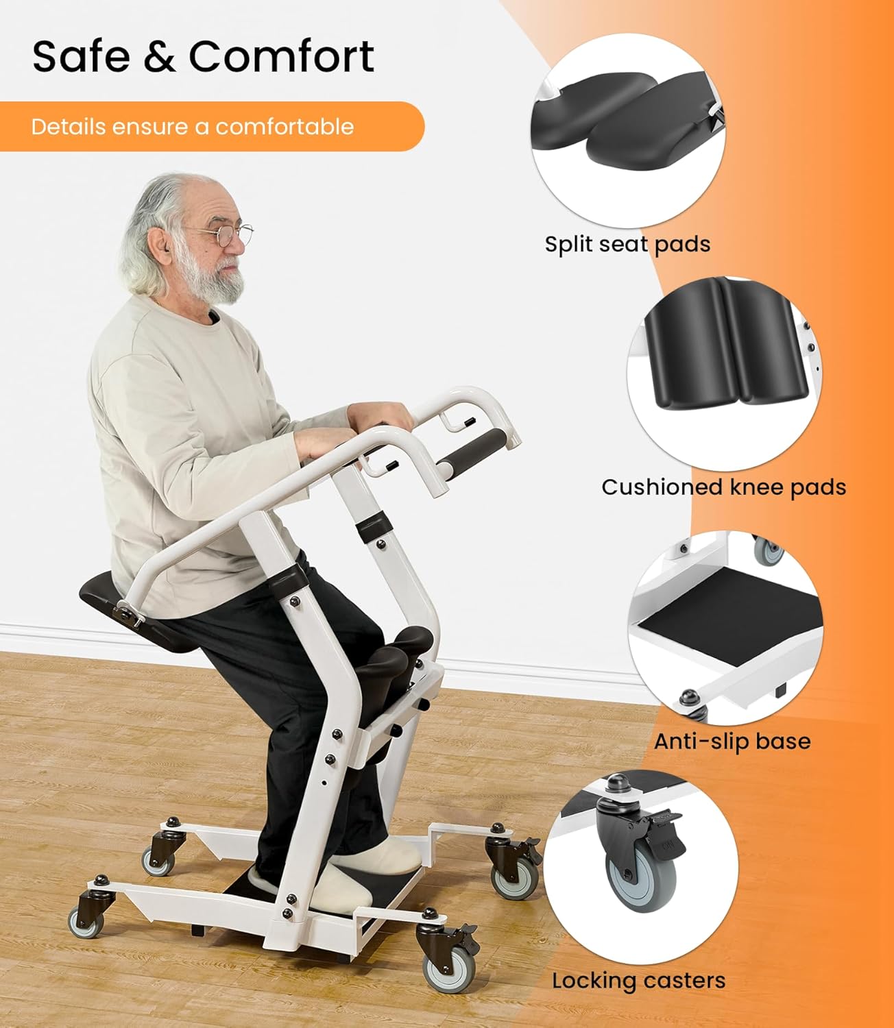VOCIC Sit to Stand Lift, One-Step Stand Assist Lift for Elderly, Patient Lift Chair Transport Unit with Wheels, Fall Prevention & Muscle Building, AY03 2026 Upgraded - Image 3