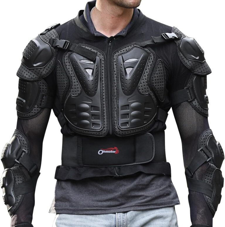 OHMOTOR Motorcycle Body Protective Jacket Armor Riding Protective Gear | Motocross Full Body Armour for men, ATV Dirt Bike Motorbike Chest Spine Protector Riding Protection Guard S-3XL Black Red Review