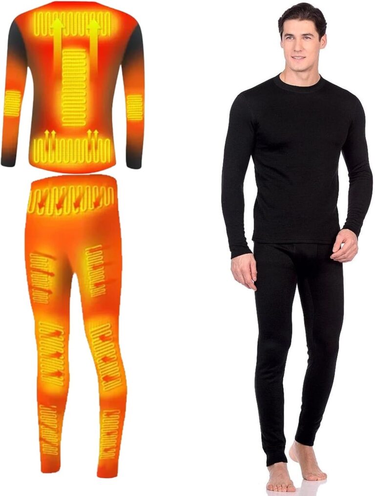 Electric Heated Underwear Set Fleece Lined Thermal Body Suit Men Winter Motorcycle Top Pants Review
