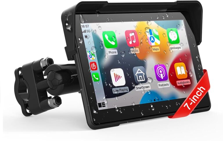 Wireless Motorcycle Apple Carplay,7 Inch Portable Motor GPS Navigation with Apple Carplay & Android Auto,Siri & Google Assistant, Anti-Glare/Bluetooth 5.2/ Voice Control/ IP69K Waterproof Touchscreen Review