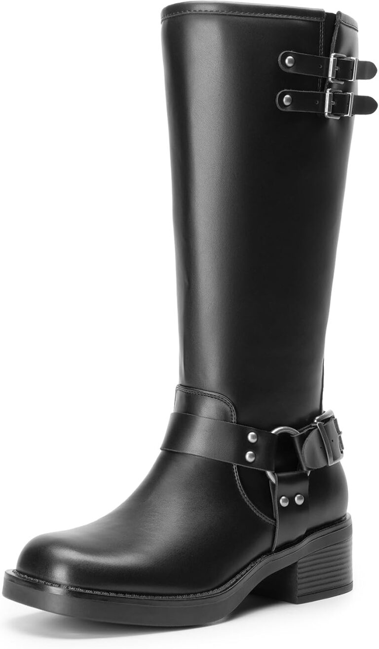 DREAM PAIRS Women’s Moto Knee High Boots | Adjustable Buckles,Low Chunky Heel Biker Boots,Side Zipper,Comfortable Fashion Motorcycle Style,Summer Fall Winter Boots Review