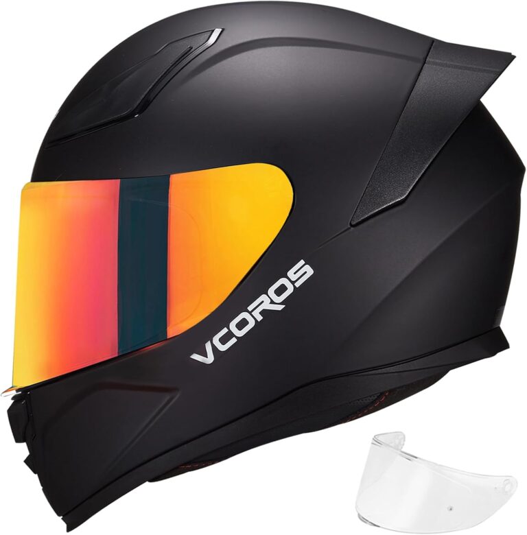 VCOROS Full Face Motorcycle Helmet WS609 DOT Approved Adult Street Racing | Lightweight,Motorcycle Helmets with Visor,DOT FMVSS218 Certified Motorbike Street Bike Racing,Washable Liner,Headset Mic Slot Review