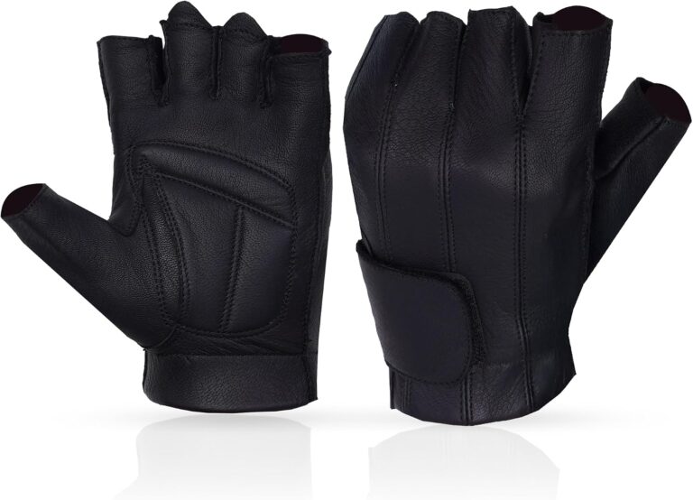 Daniel Smart Premium Leather Motorcycle Gloves for Men Fingerless Biker Gloves with Gel Palm and Wrist Strap Review