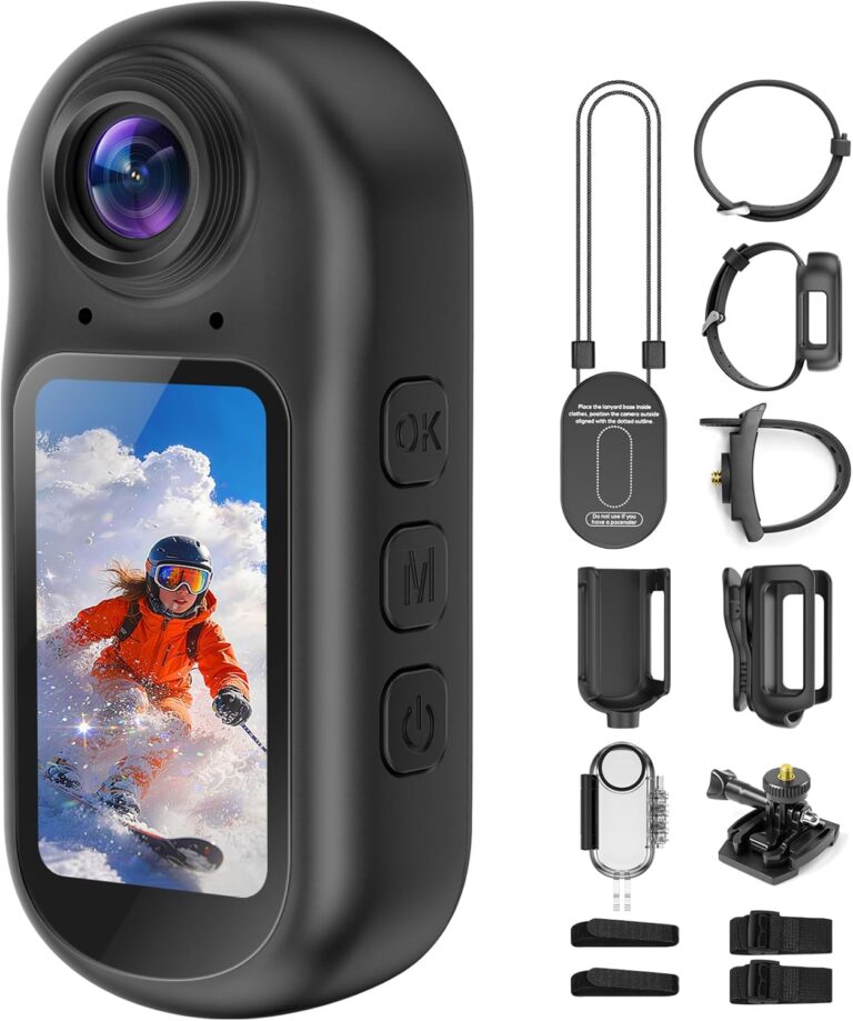 4K Mini Body Camera with Audio and Video Recording, Tiny Magnetic Action Camera with 1.5″ Screen, 6‑Axis EIS, WiFi + Bluetooth, Portable Clip On Wearable POV Camera for Motorcycle Helmet, Sports, Pet Review