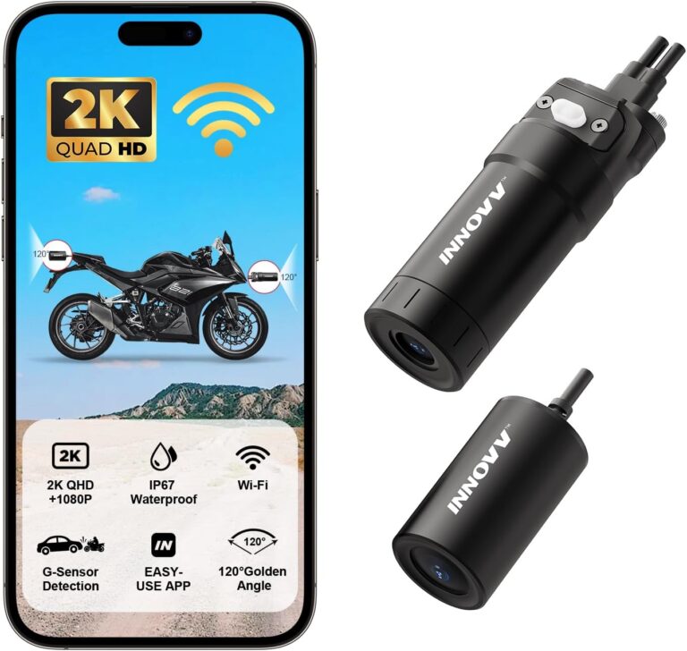 INNOVV K6 Motorcycle Dash Cam Dual Channel QHD 2K+1080P, IP67 Waterproof Mini Motocam with Wi-Fi, 120°Golden Angel, G-Sensor Detection, Support 256GB(SD Card not Included) Review