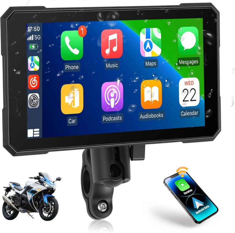 CAMECHO 5 Inch Motorcycle CarPlay GPS Navigation System with Wireless CarPlay Android Auto, IP67 Waterproof Touch Screen Car Play Moto with Bluetooth, Siri, Google Assistant, Bracket Review