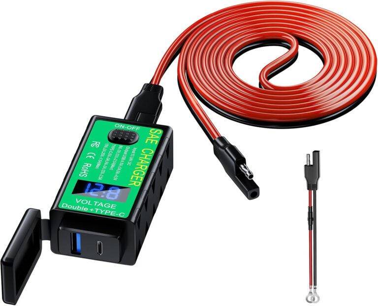 YONHAN Motorcycle Phone Charger Dual USB Type C PD & QC 3.0 | Motorcycle USB Charger Total 60W 6.8A SAE to USB Adapter with Voltmeter & ON/Off Switch Waterproof Accessories Review