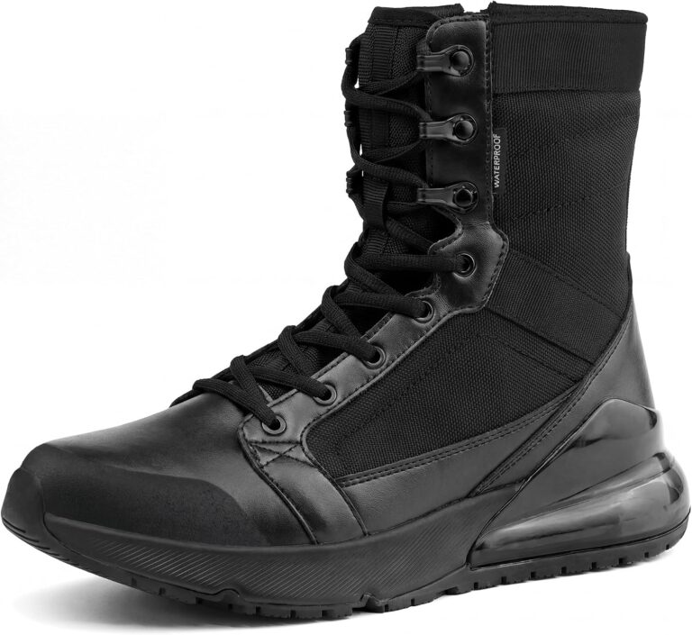 Women’s Tactical Work Boots EMT EMS Motorcycle Boots | Waterproof Wide Side Zipper Non-Slip Military Hiking Riding Boots Police Shoes Review