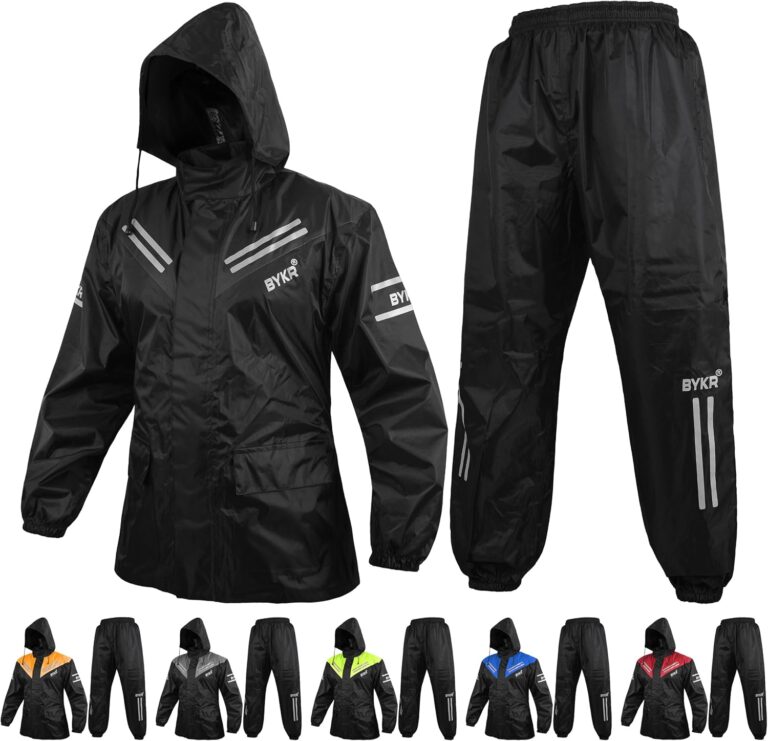 BYKR Waterproof Outdoors Motorcycle Rain Suits for Men & Women Cycling 2-Piece Breathable & Windproof Wet Weather Protection Review