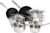 Amazon Basics – 11-teiliges Induktionskochgeschirr-Set aus Edelstahl mit Deckel, silberfarben
